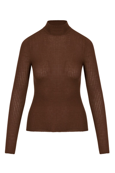 Chocolate Cashmere Mock Neck