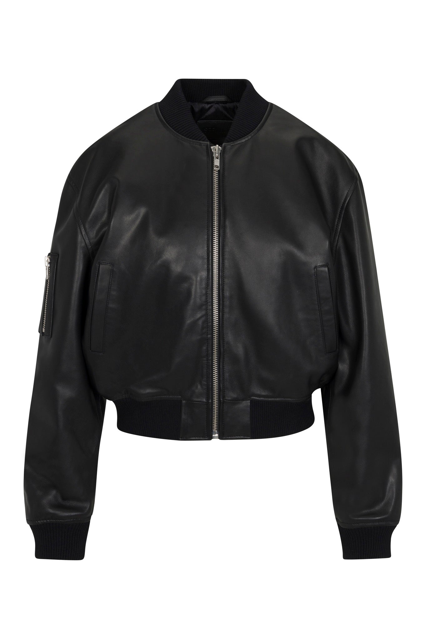 Black Leather Classic Bomber