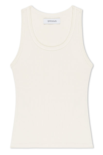 Creme Rib Fitted Scooped Tank