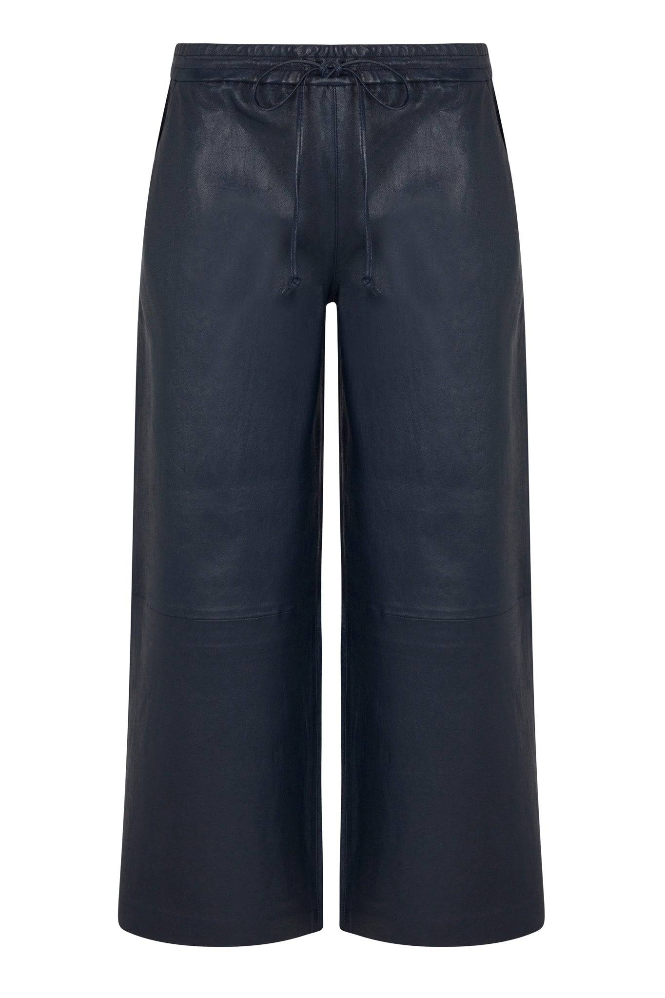 Midnight Leather Cropped Baggy Pants