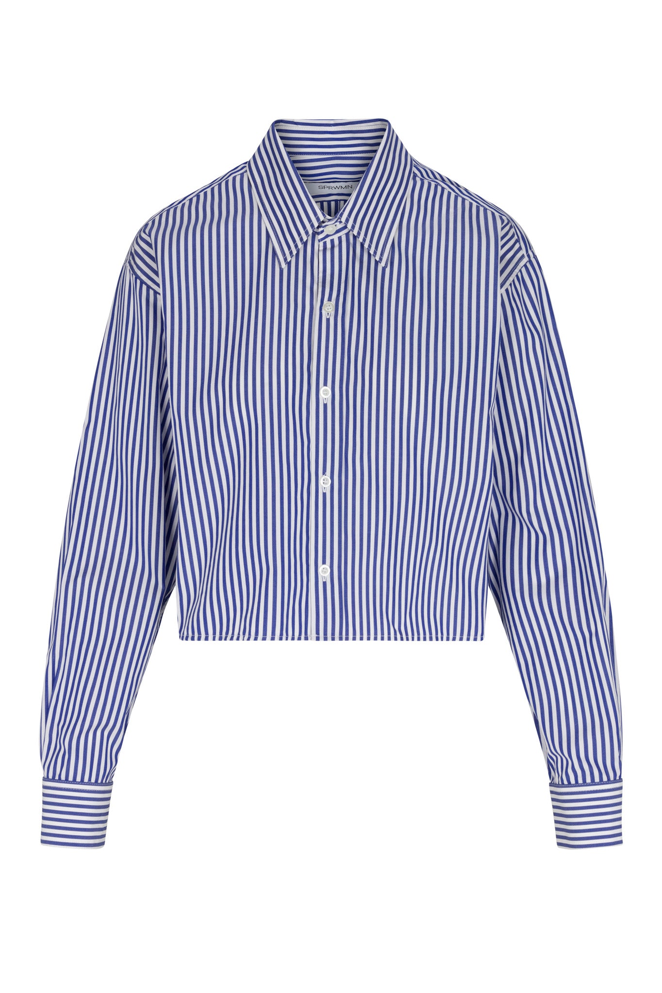 Royal Blue Striped Cropped Button Down