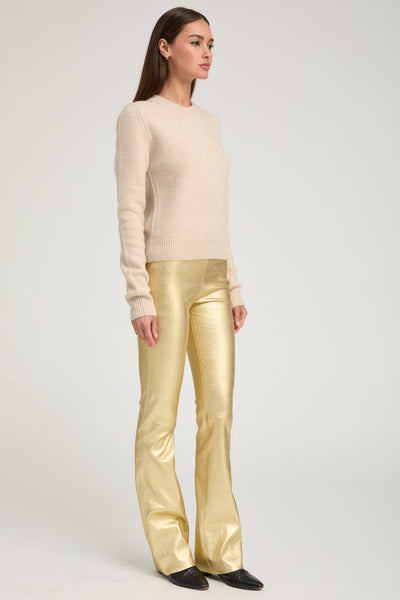 Metallic Gold Leather Micro Flare