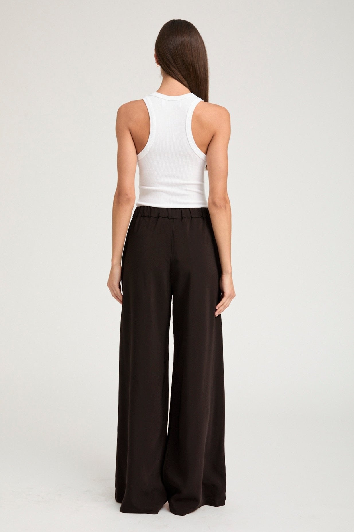 Americano Crepe Wide Leg Pintuck Trousers