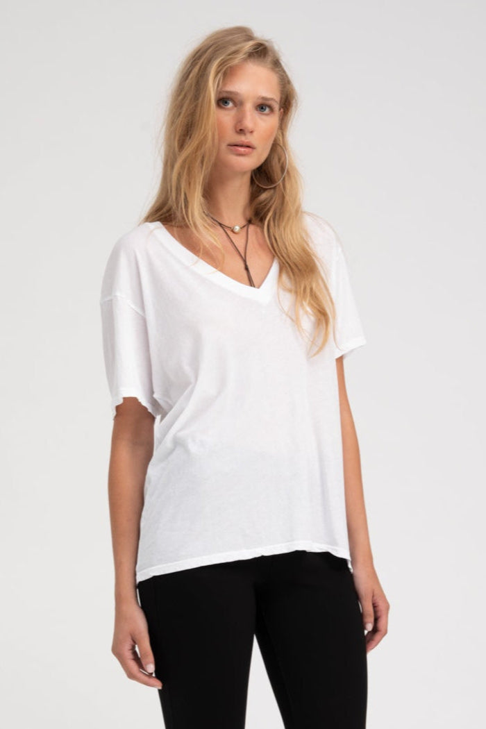 White V-Neck Tee