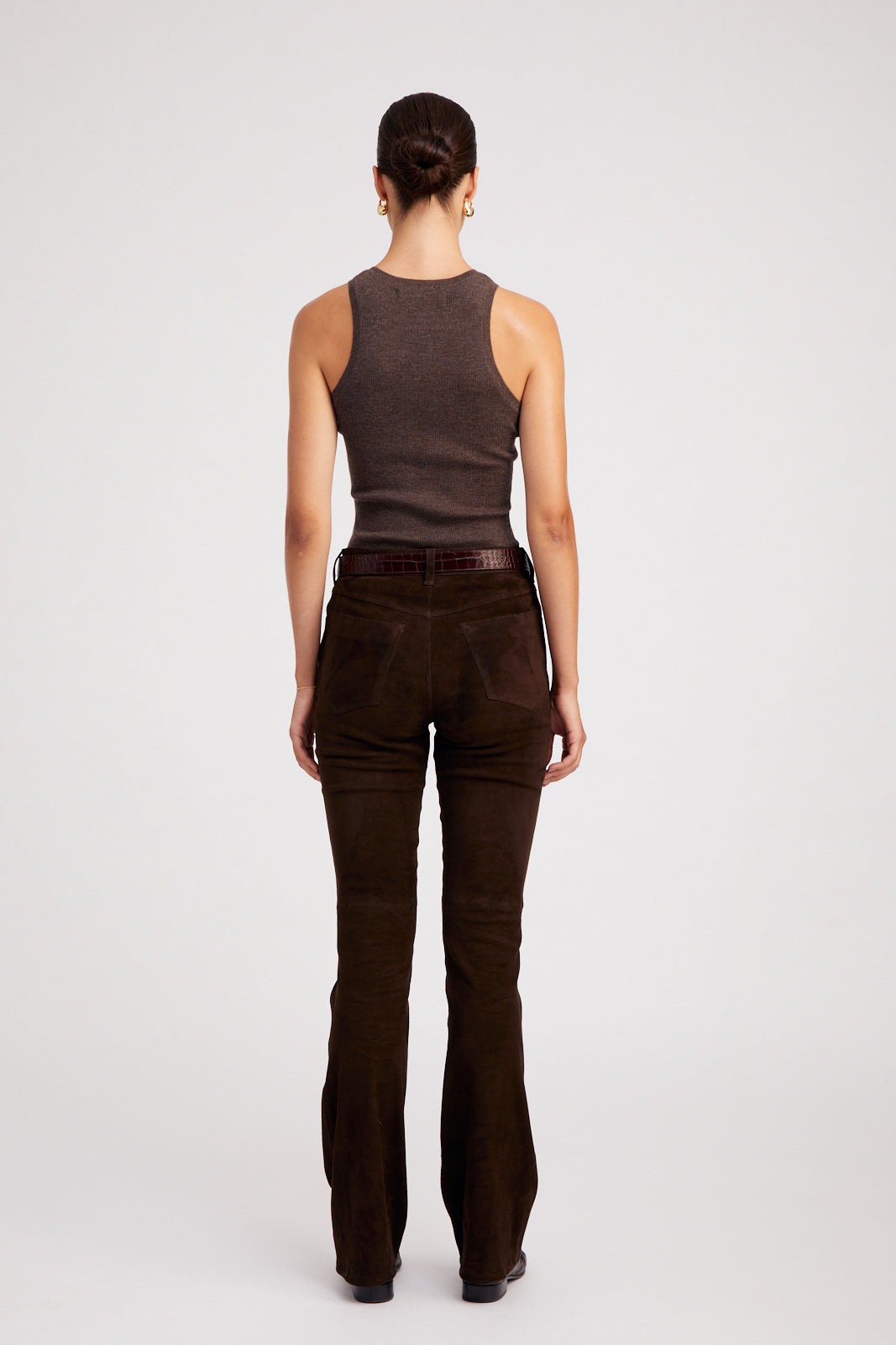 Heather Brown Cashmere Racer Tank