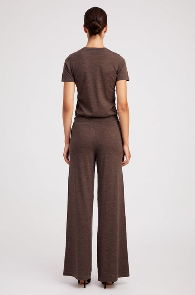 Heather Brown Ultra Fine Cashmere Wide Leg Pants