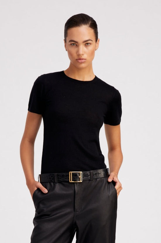 Black Ultra Fine Cashmere Tee