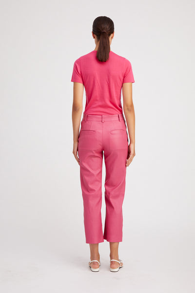 Hot Pink Leather Cropped Trousers