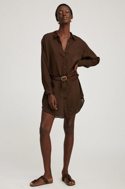 Americano Silk Button Down Mini Dress