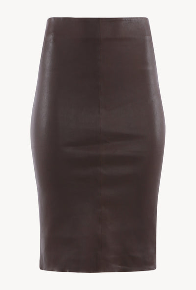 Dark Chocolate Leather Pencil Skirt