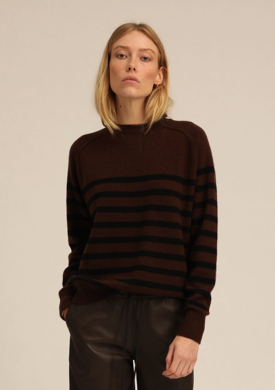 Americano Striped Cashmere Crewneck