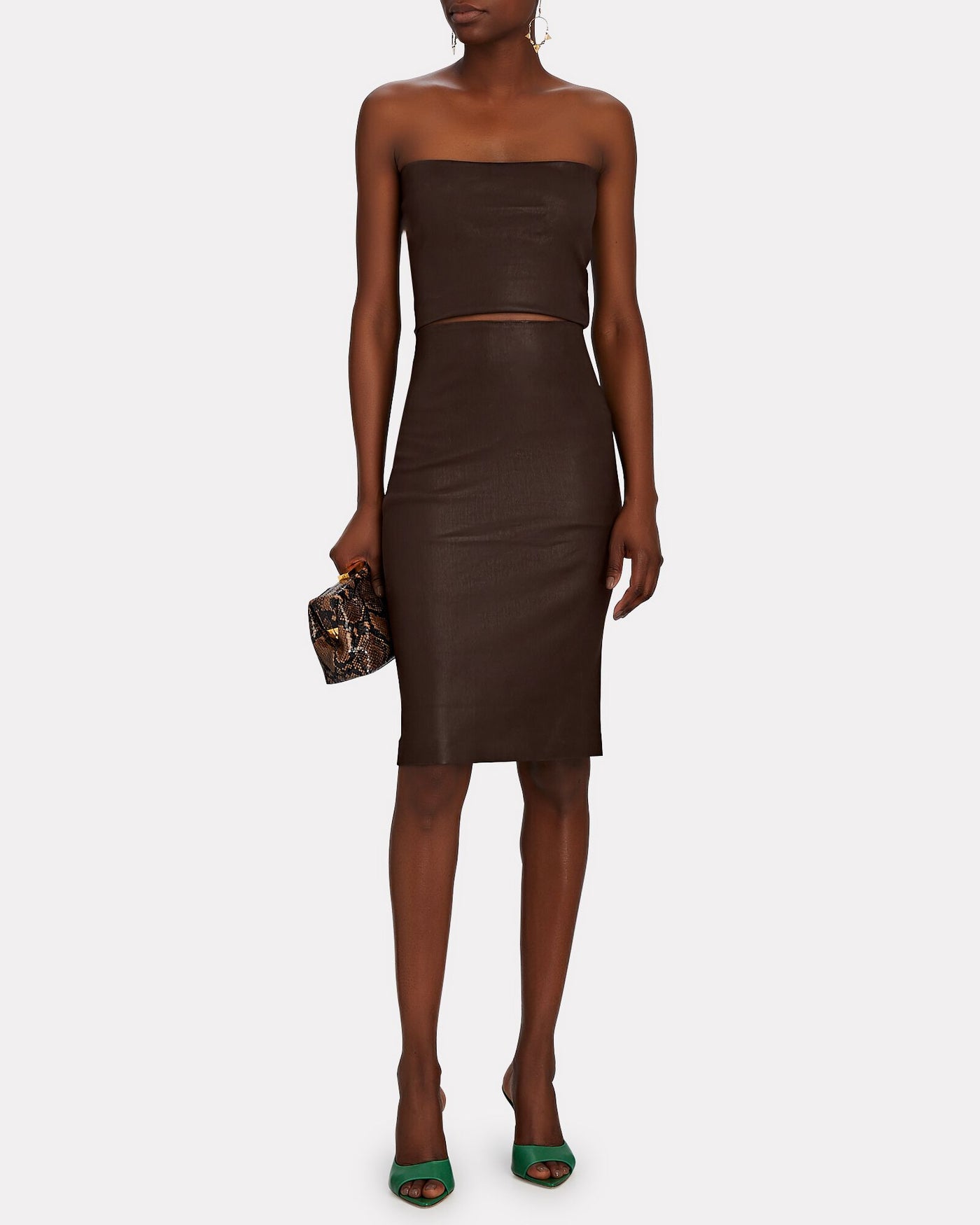 Dark Chocolate Leather Pencil Skirt