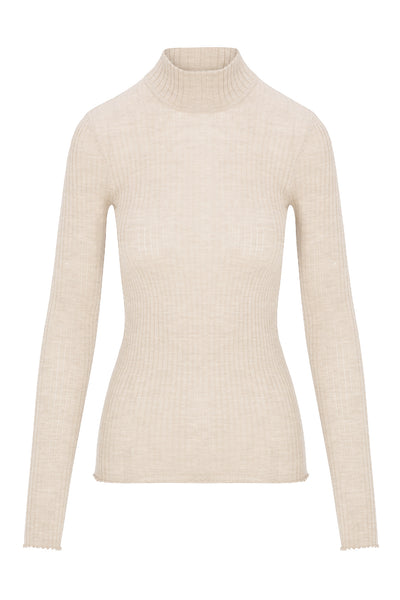 Chalk Cashmere Mock Neck