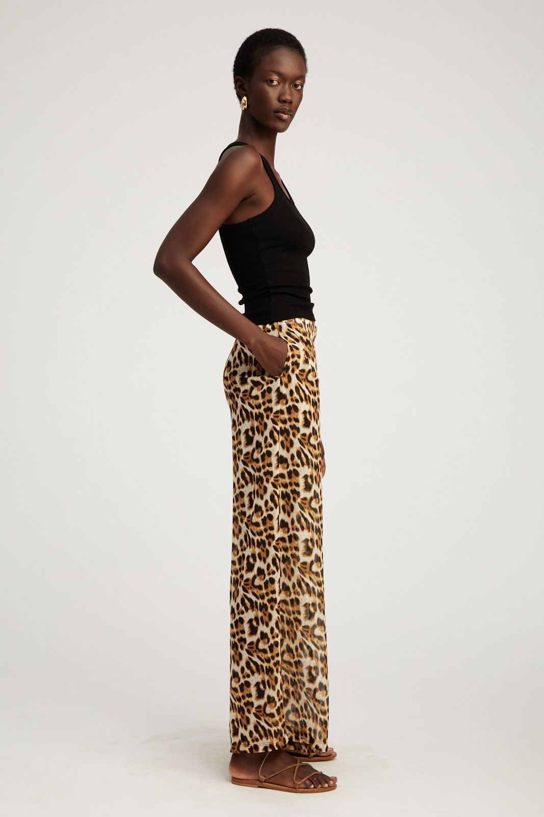 WIDE LEG TROUSERS LEOPARD CHIFFON SPRWMN