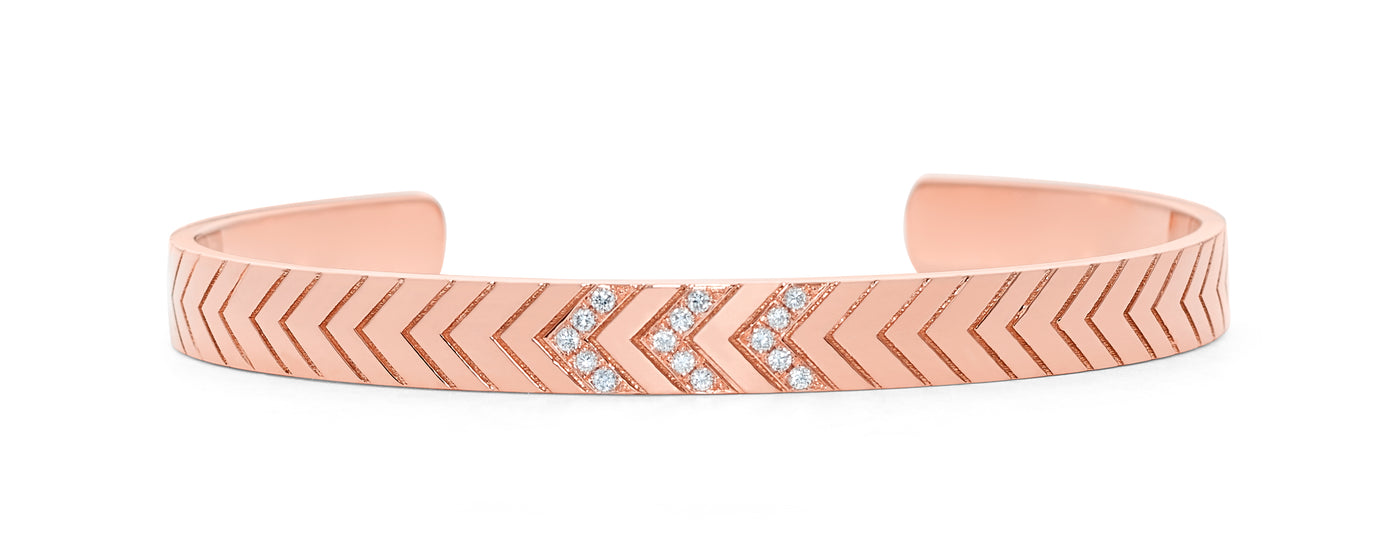 Rose Gold Tri-Diamond Chevron Cuff