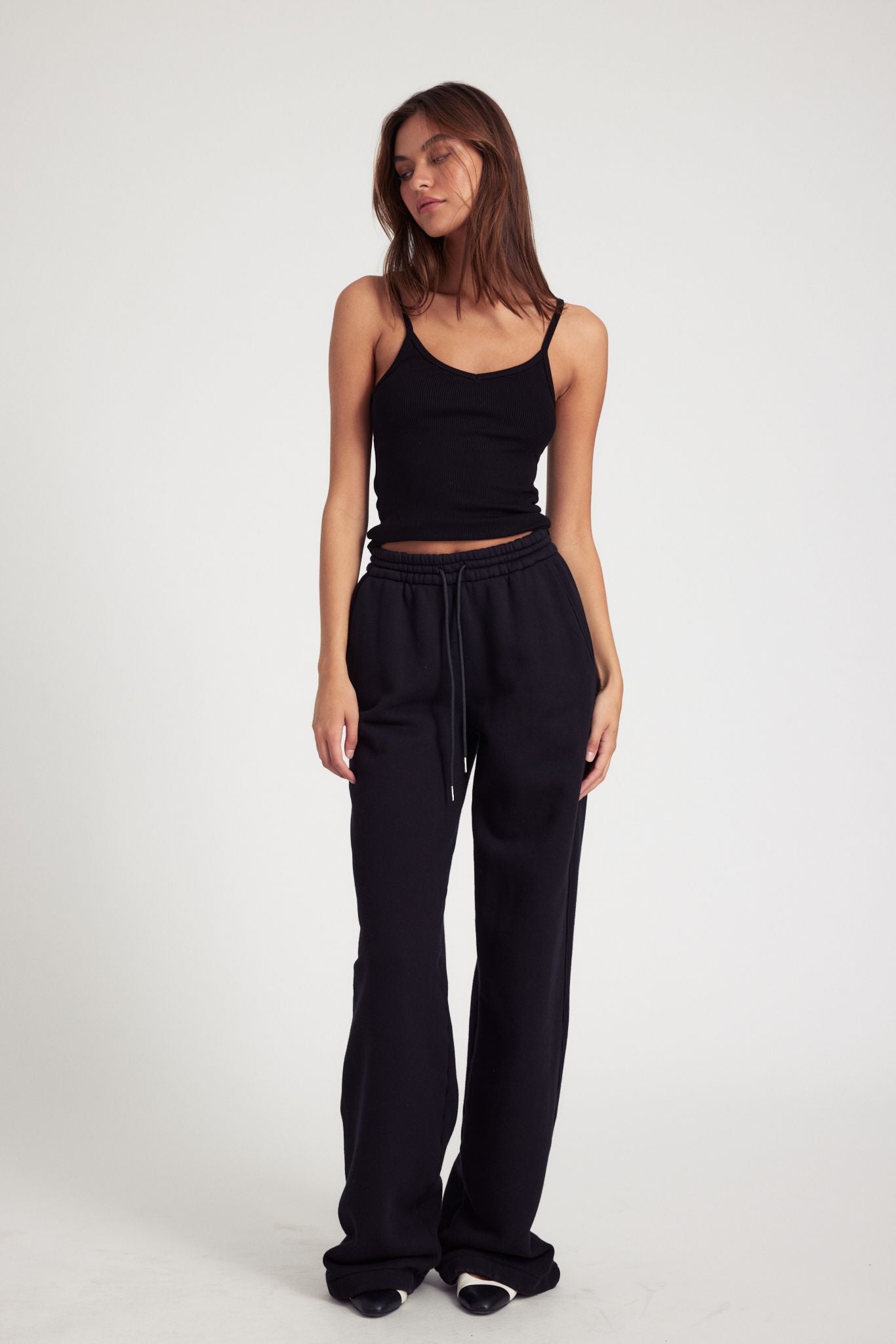 Black Cotton Baggy Sweatpants