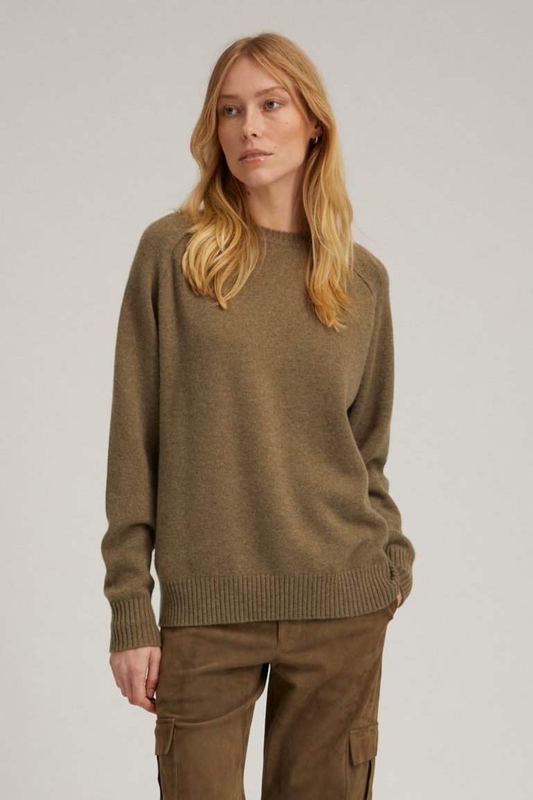 Olive Cashmere Boyfriend Sweater