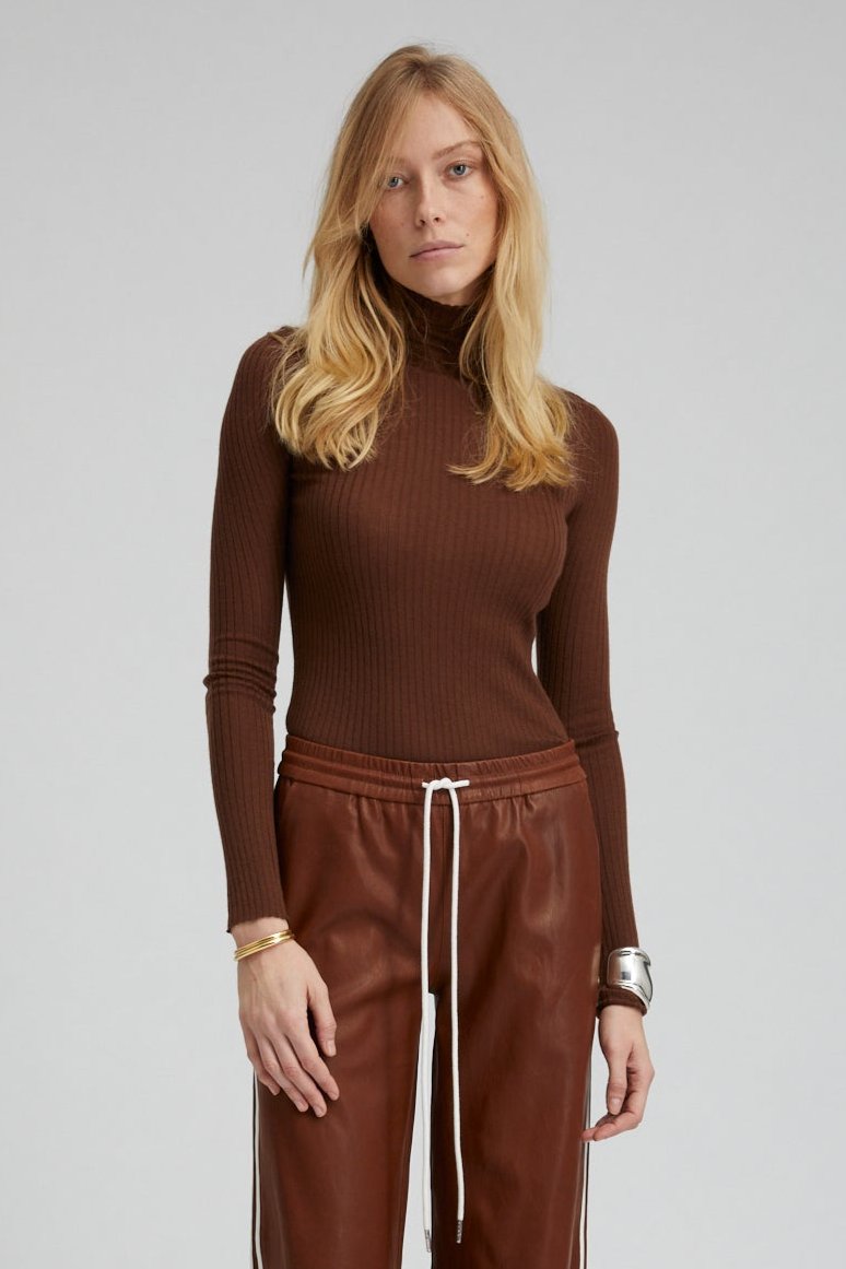 Chocolate Cashmere Mock Neck