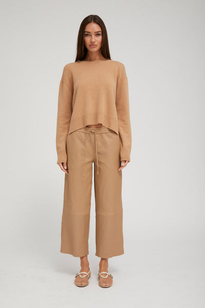 Desert Leather Cropped Baggy Pants