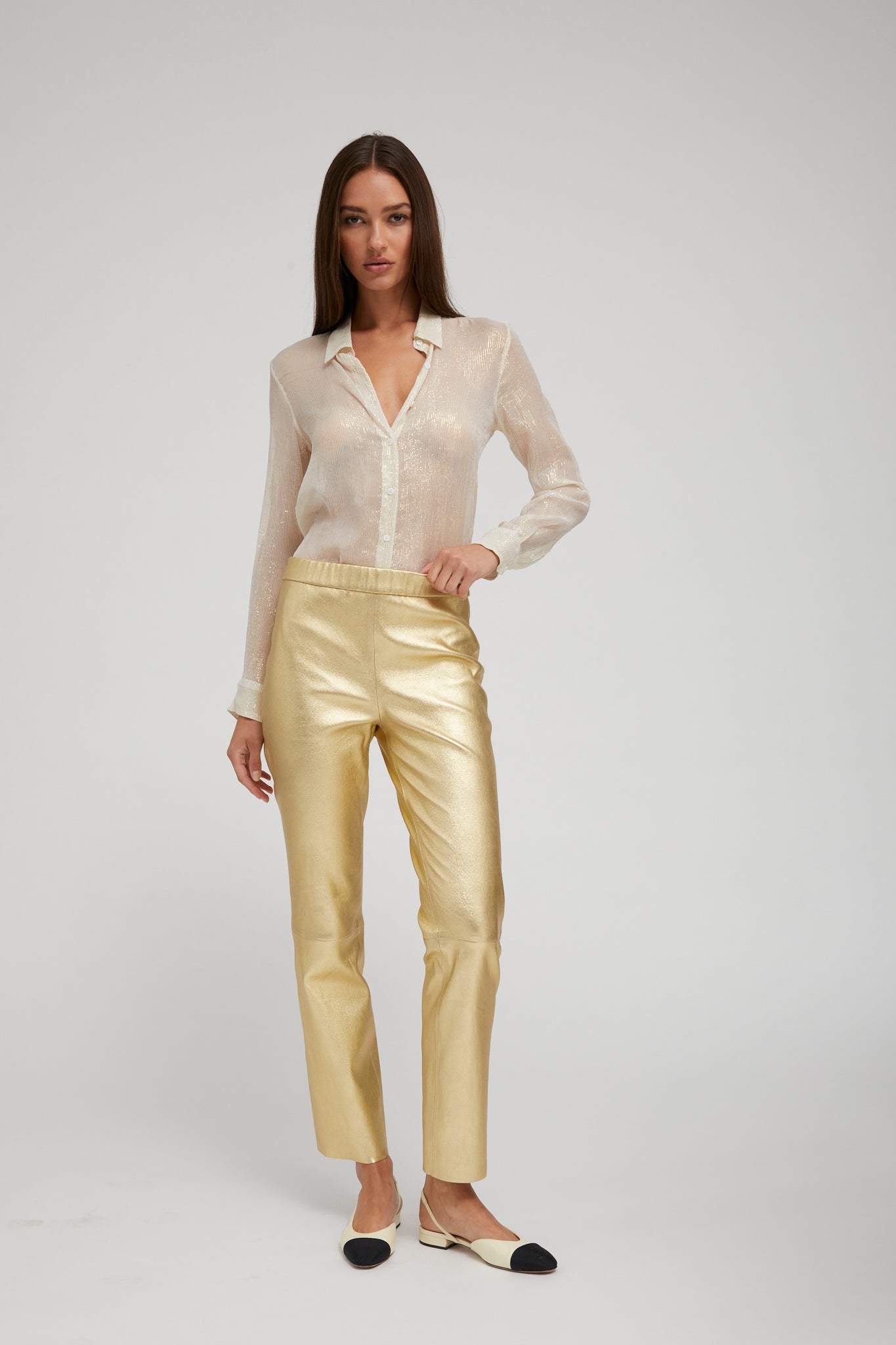 Metallic Gold Leather Sophia Pull On