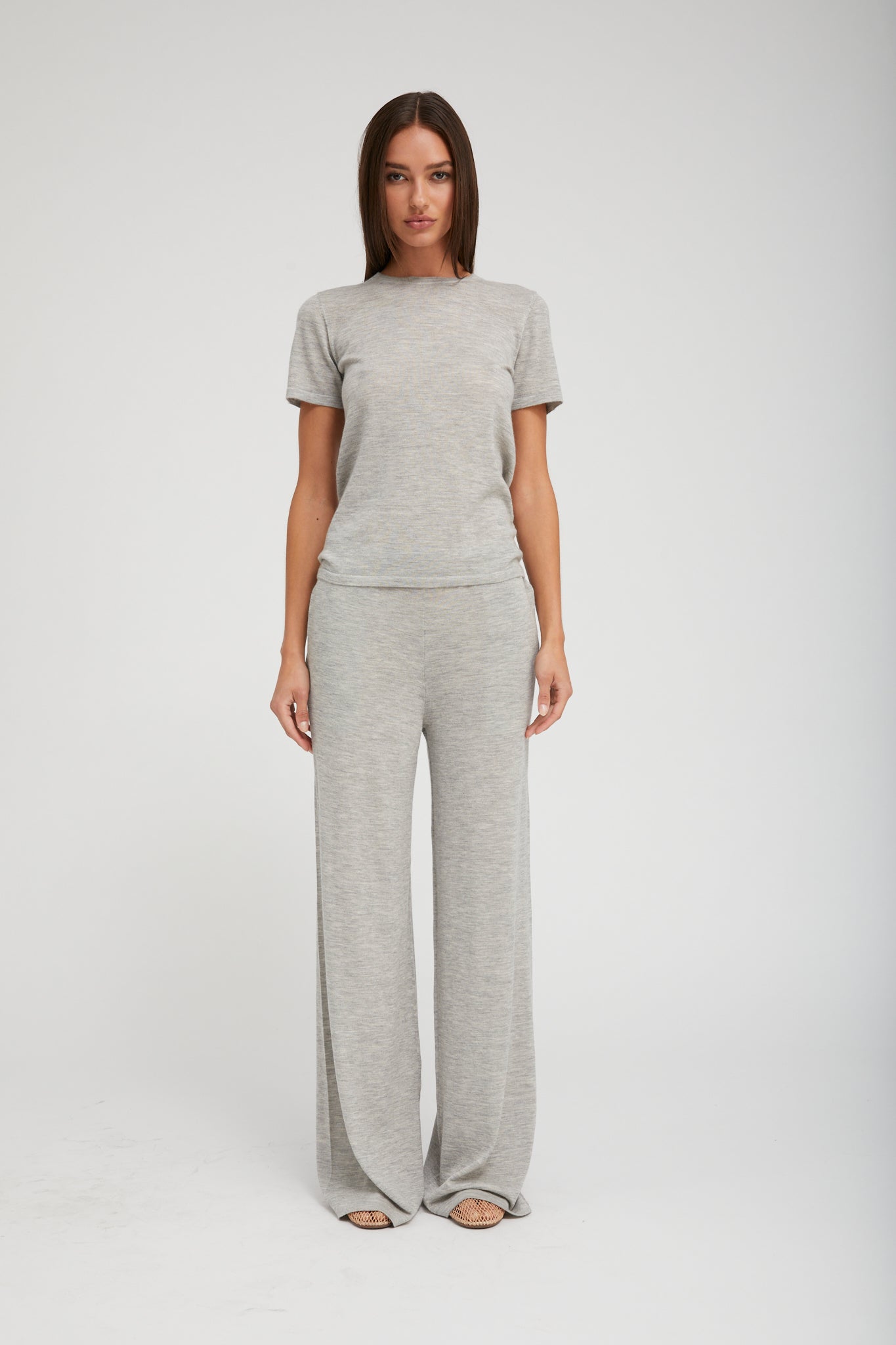 Oxford Ultra Fine Cashmere Wide Leg Pants