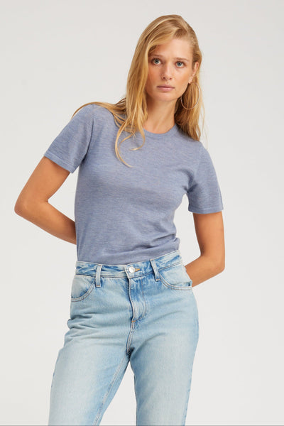 Steel Blue Ultra Fine Cashmere Tee