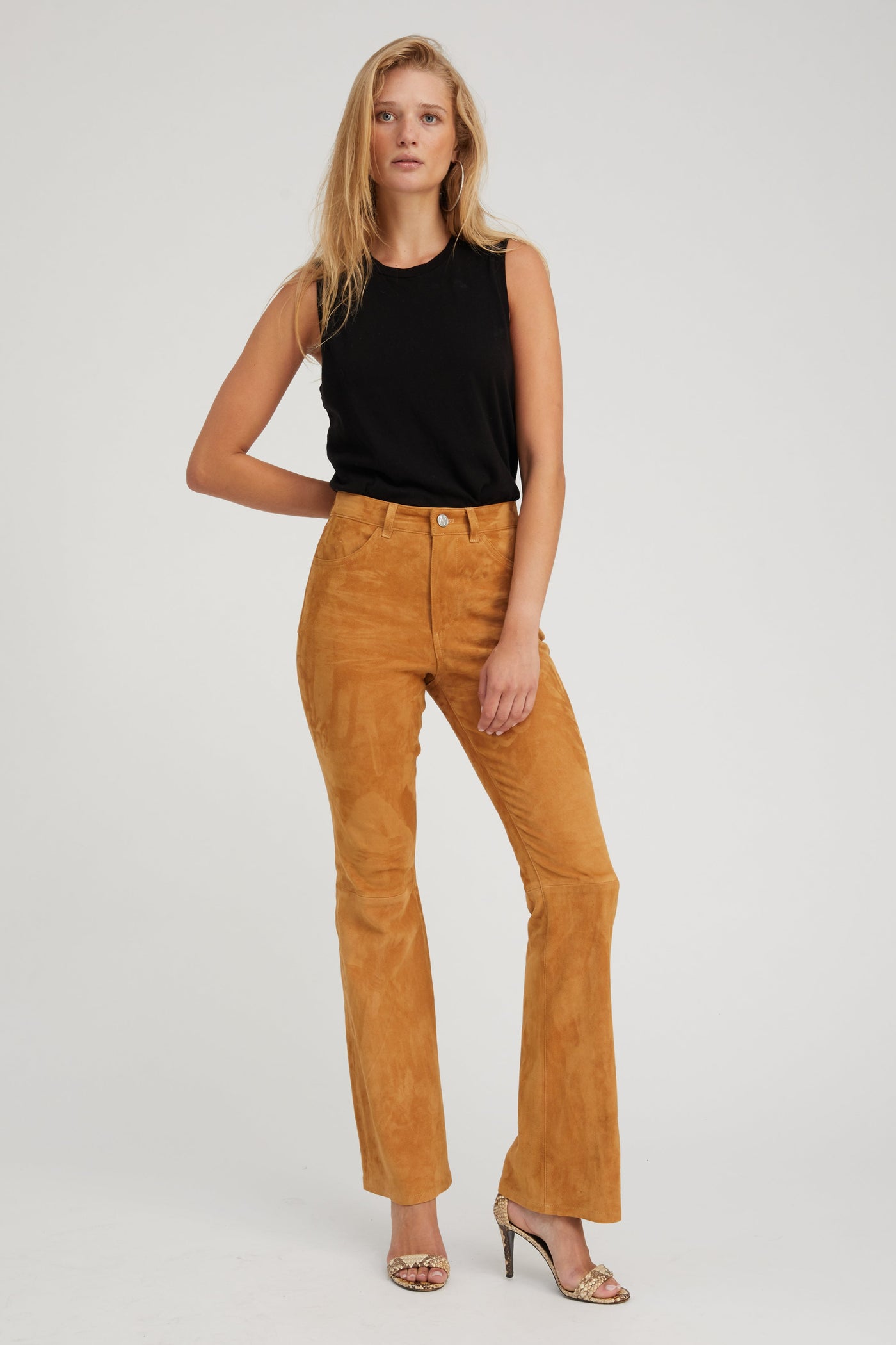 Nutmeg Suede 5 Pocket Micro Flare Pants