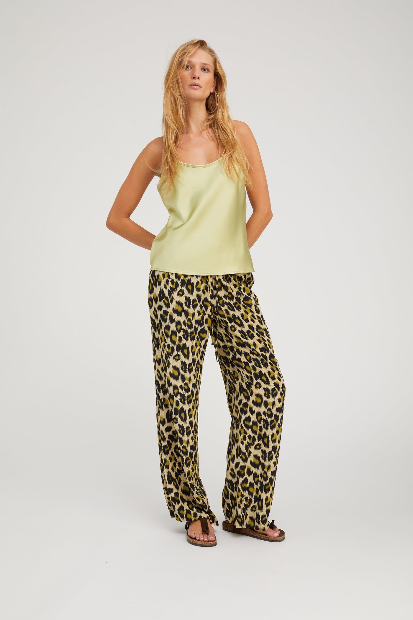 Green Leopard Silk Kauai Pants