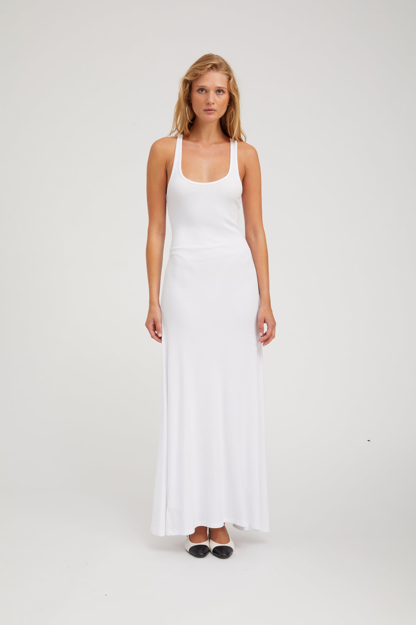 White Rib Tank Maxi Dress