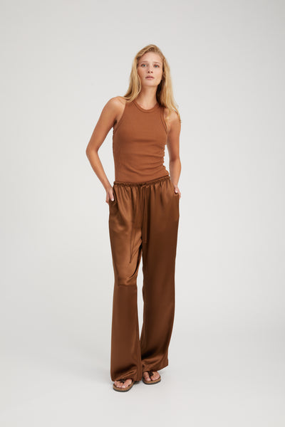 Brown Silk Kauai Pants