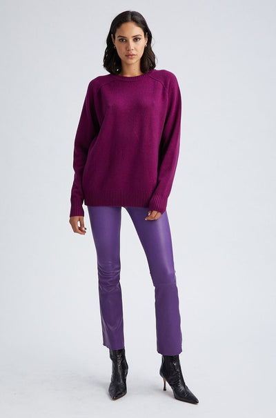 Violet Leather Ankle Flare Leggings