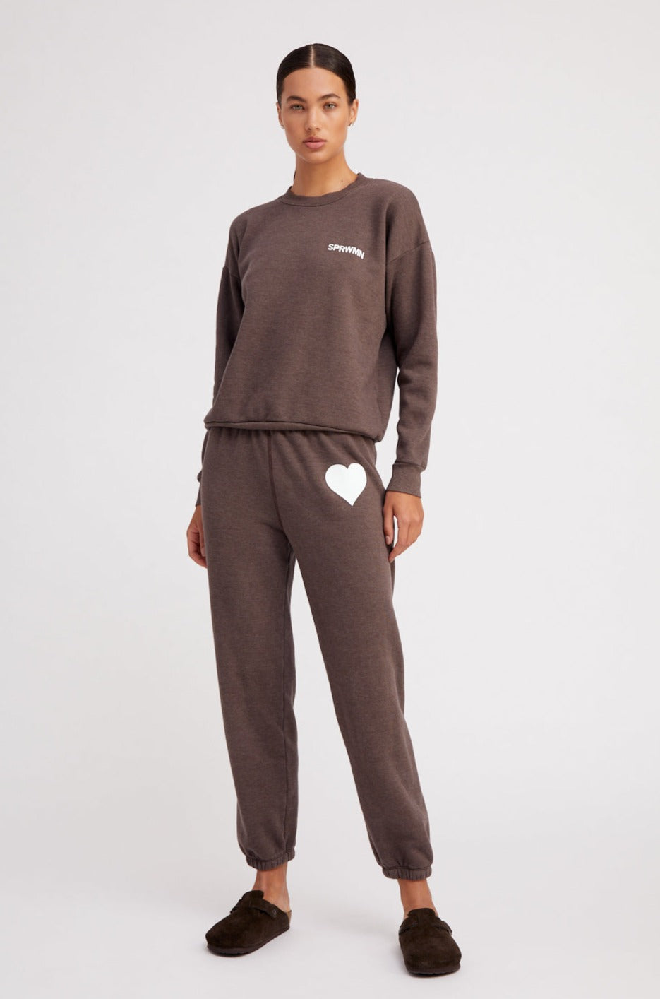 Heather Brown Heart Sweatpants