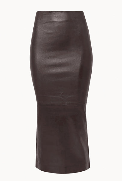 Dark Chocolate Leather Tube Skirt