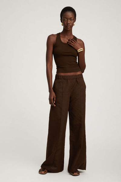 Americano Linen Wide Leg Pintuck Trousers