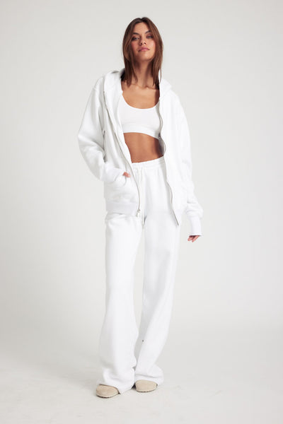 White Cotton Baggy Sweatpants